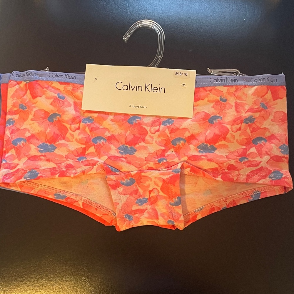 NEW X3 Girls Calvin Klein Pink, Purple and Orange Patterned Boyshorts